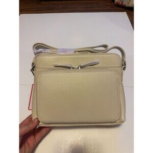 NWT ili New York Leather Crossbody Organizer Bag In Bone RFID